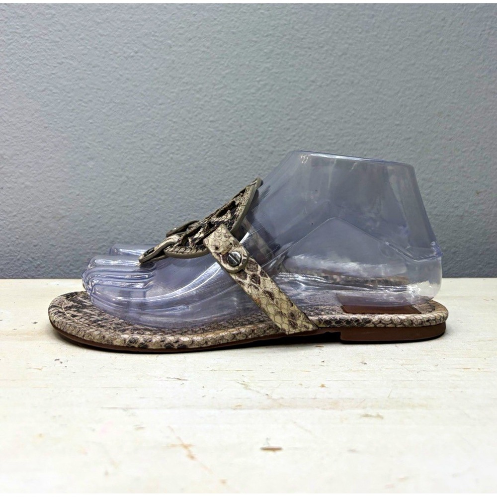 Tory Burch Snake Skin Leather Miller Thong Sandals Size 7